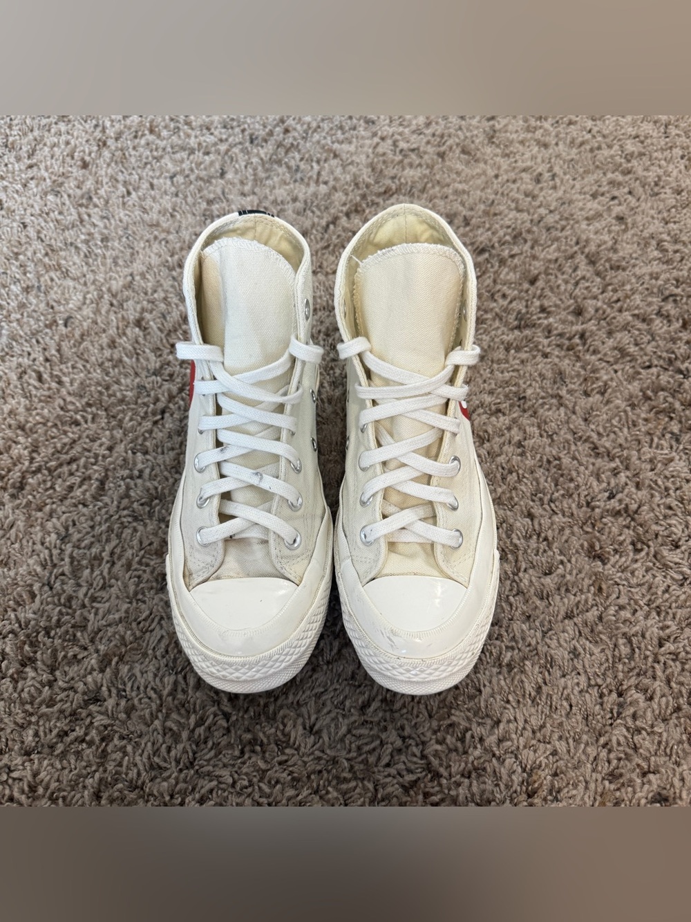 Comme des Garcons Play x Converse White High Top Sneakers